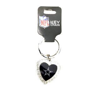 DALLAS COWBOYS HEART WITH RHINESTONES AND TEAM LOGO KEY CHAIN
